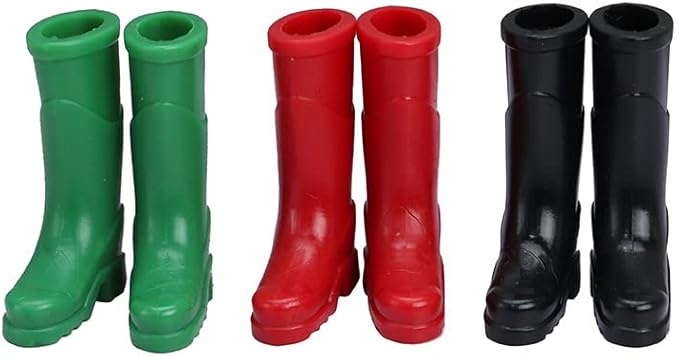 SXFSE Doll Accessories, Dollhouse Miniature Scene Model 3 Pairs Rubber Rain Boots Shoes Pretend Play Toy