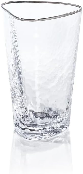 Zodax Aperitivo Triangular Stemware or Glassware - Clear with Platinum Rim (Highball - S/2)