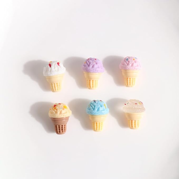 Mini Ice Cream Cone Model Dollhouse Accessory 0.83 Inch Realistic Miniature Ice Cream Prop for DIY Home Decor Photography