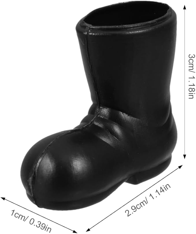 Ipetboom Mini Santa Boots - 7 Pairs Christmas Small Gnome Shoes Gnomes Santa Claus Tiny Boot Model for Crafts - Black Plastic Doll Shoes for Christmas Decor Dollhouse Ornaments Costume Accessories
