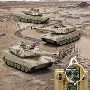 BEAURE Rc Tanks,1:28 WW2 M1A2 America Army Tank Toys for Boys,9 Channels Remote Control Cars with Sound and Light, RC Military Truck Vehicle for Kids Boys Girls (Khaki)