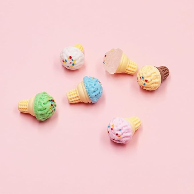 Mini Ice Cream Cone Model Dollhouse Accessory 0.83 Inch Realistic Miniature Ice Cream Prop for DIY Home Decor Photography