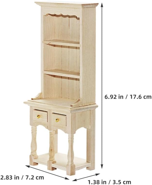 Mini Furniture Model - 1 12 Scale Wooden Storage Cabinet for Dollhouse Beige Miniature Stuff with 2-Door Drawer Design Perfect Dollhouse Accessories