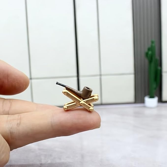 Charming Miniature Pipe and Stand Set - Dollhouse Decoration, Scene Accessories