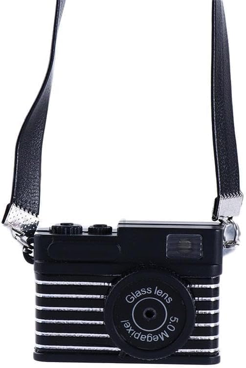 Black Mini Camera for Dolls, Dollhouse Miniature Digital SLR Camera, Vintage Style, Plastic, 1:12 Scale, Retro Theme, Dollhouse Accessory