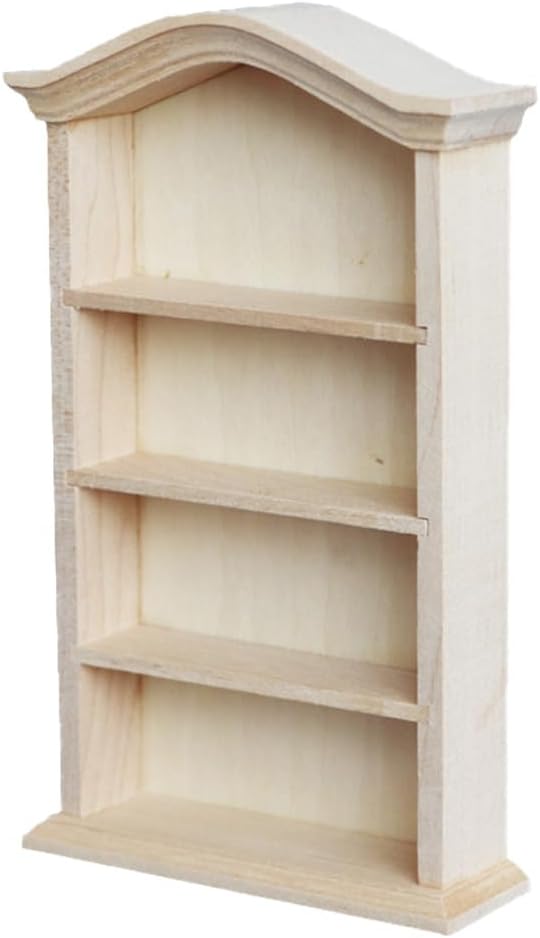 1 12 Scale Miniature Wooden Storage Rack with 4 Tier Shelves for Dollhouse Bookshelf DIY Craft Room Display Mini House Organization Model
