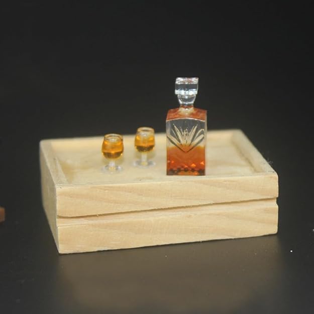 6-Piece 1:12 Scale Dollhouse Miniature Wine and Whiskey Bottle Set, Miniature Accessories Whiskey Wine Bottle Bar Model Convenient and Nice Decorations, Dollhouse Accessories