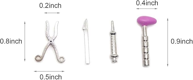 Tustao 5Pcs Dollhouse Mini Stethoscope Care Tools Dollhouse Dolls Miniature Garden Kit, Hospital Accessories Set for House Decoration Doll Miniature Dollhouse Accessories