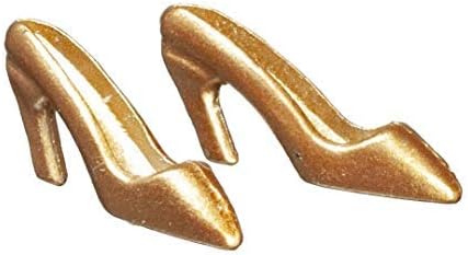 Town Square Miniatures Dollhouse Gold High Heel Shoes Miniature Bedroom Ladies Clothing Accessory