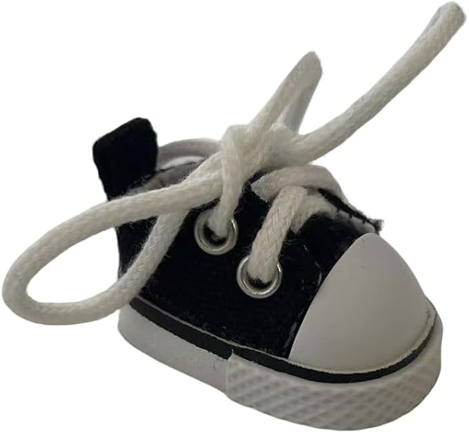 Mini Canvas Sneakers for Dolls, 2 Pairs Set in Red and Black, Lace-up Style for labubu 2025,Include A Pair of Glasses(no Lenses) (Red & Black)