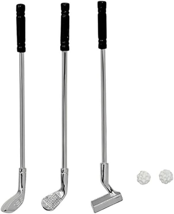 jojofuny Miniature Golf Set for Dollhouse, 1:12 Scale Alloy Mini Golf Clubs and Balls, Mini House Decoration, Realistic Golfing Accessories for Enthusiasts Collectors