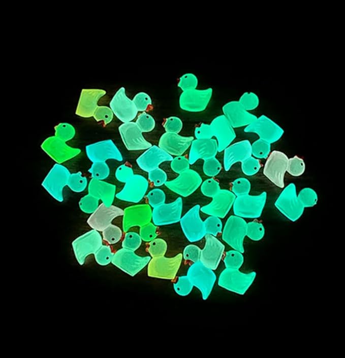 100pcs Mini Resin Duck,15 mm Dollhouse Décor Glow in The Dark for Aquarium Decor Micro Fairy Garden Landscape Hide,Seek Party Toys,Easter Basket Stuffer, Gift for All Ages (Royal Blue)