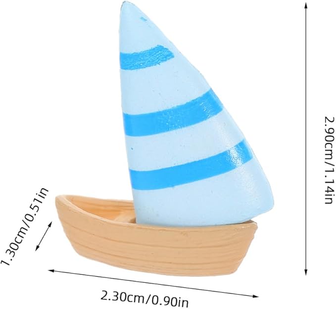10pcs Mini Sailboat Decor Wooden Miniature Sailing Boat Model Nautical Theme Decoration Mini Fishing Boat Figurine for Fairy Garden Dollhouse Home Decor