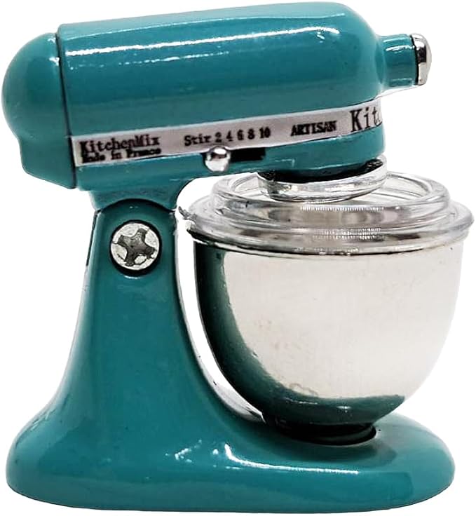 ChangThai Design Tiny 1¼" High Green Bread Dough Mixer Kneader Machine Movable Figurine Steel and Resin Miniature Decoration Accessories Replica Decorative Collectible Figurines Home Décor Gifts