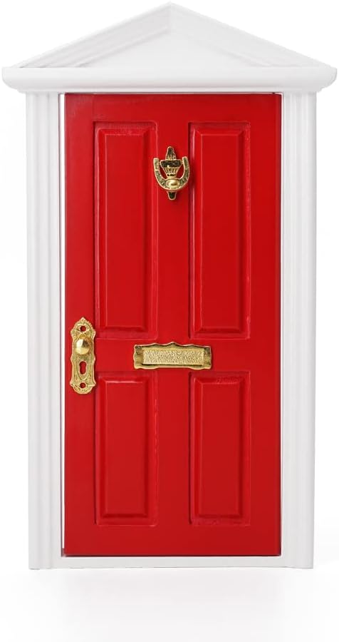 Odoria 1/12 Miniature Door Dollhouse Furniture Accessories, Red