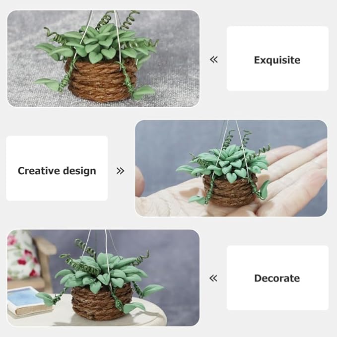 Garneck 3Pcs 1:12 Mini Dollhouse Resin Plant Decor - Cute Tiny Green Plant Accessories for Dollhouse and Miniature Garden