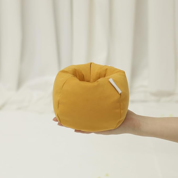 2pcs Cover of Miniature Bean Bag Couch for Doll (No Filler) Ultra Soft Microfiber Microsuede Anti Slip Mini Bean Bag Chair Cell Phone Holder Mustard