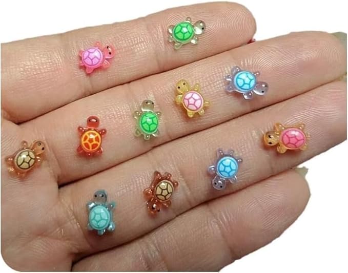 100 Pcs Colorful Mini Resin Animals Turtles Night Glow, Mini Animals Figures, Miniature Things Figurines to Hide, Tiny Turtles for DIY Fairy Garden Decoration Dollhouse Micro Landscaping, Decorations
