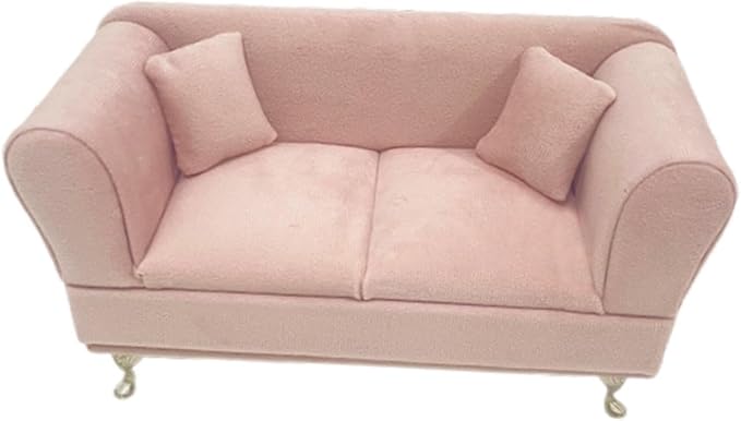 1/6 Scale Dollhouse Sofa, Miniature Sofa with Pillows, Jewelry Box Organizer, Modern Dollhouse Furniture, Artificial House Room Scene Decoration, Furniture Model for 12inch Dolls Accessories