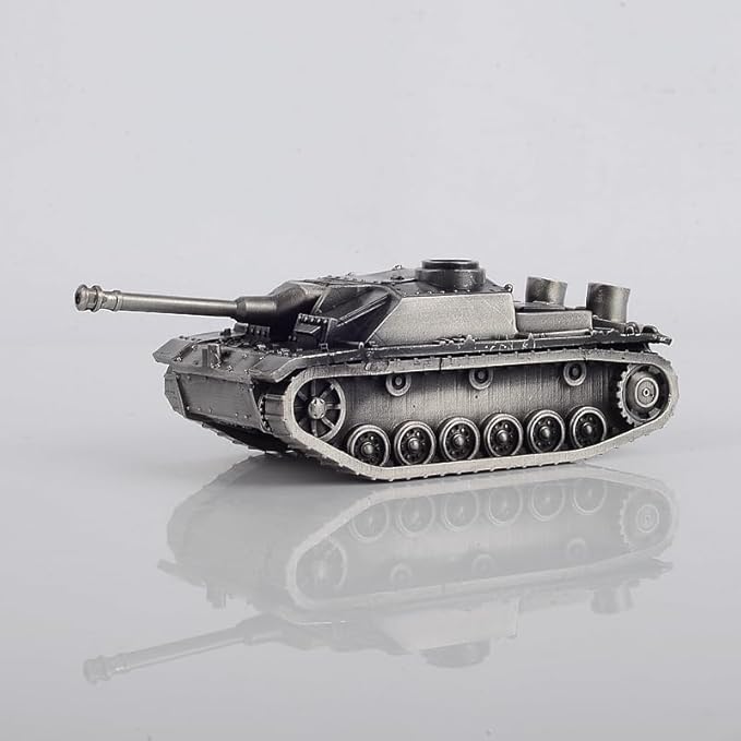 1:72 German Stug III Ausf.G Assault Gun Tank All-Metal die-Casting Model Military Model Furniture for Display (Silver)