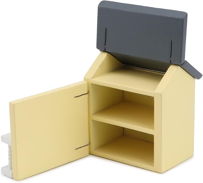 Miniature Cottage for Dollhouse Accessories Desktop Decor Wooden Mini House Storage Decoration Ornament Nice Present for Miniature Lovers (Yellow)