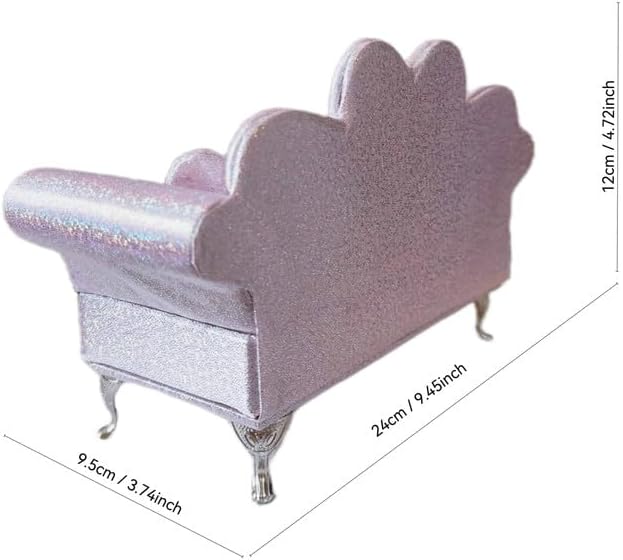 1/6 & 1/12 Scale Dollhouse Furniture Miniature Sofa w/Hidden Jewelry Box for Women - Adult Collector Pink Decor for Diorama, Dressing Table, Rings, Earrings & Small Necklaces Storage