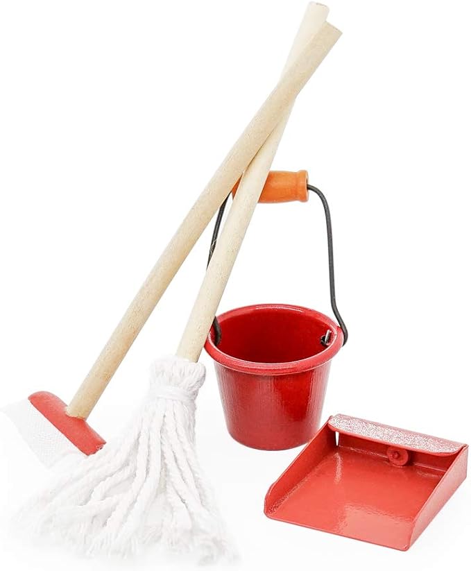 Odoria 1/12 Miniature Mop Bucket Cleaning Tools Dollhouse Decoration Accessories