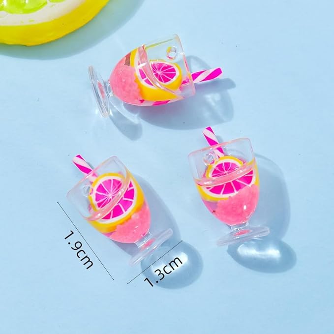 8 Pcs Miniature Dollhouse Drink Set – Resin Glass Cups & Fruit Beverage Bottles, 1:12 Scale Simulated Summer Drinks for DIY Crafts, Jewelry Making, Mini House Bar Décor & Collectible Accessories