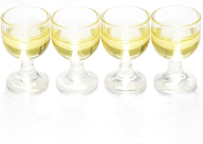 Odoria 1/12 Miniature Wine Glasses 4Pcs Dollhouse Decoration Accessories, White Wine