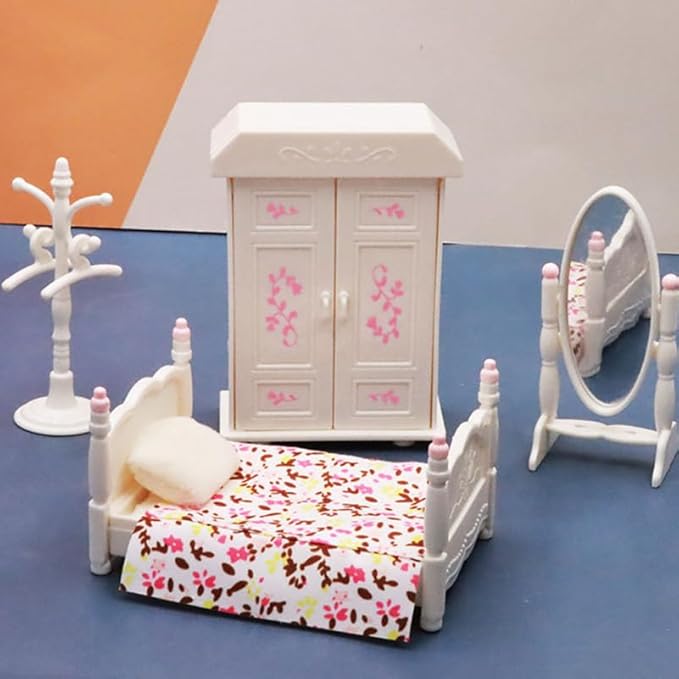 Miniature Bedroom Cabinet Set for Dollhouse Decor Mini Furniture for Boys and Girls Realistic Miniature Toy