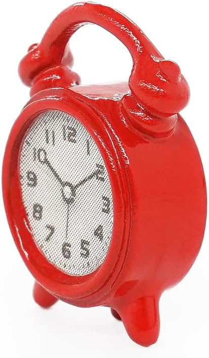 Odoria 1/12 Miniature Alarm Clock Dollhouse Decoration Accessories, Red