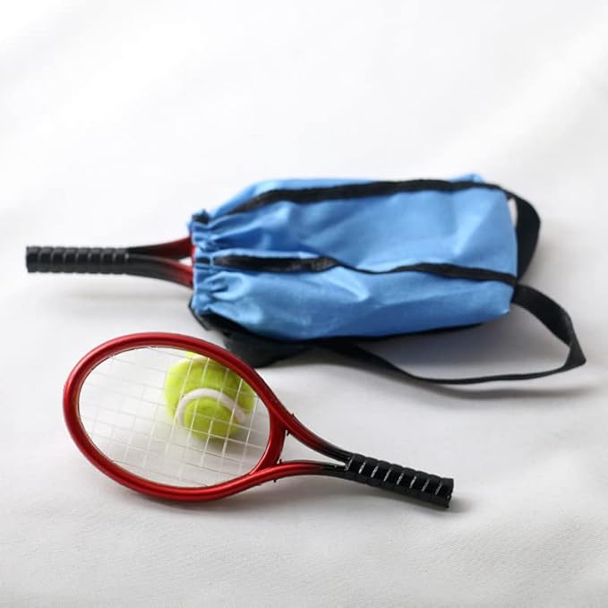 1/12 Scale Accessories Tennis Racket Sets,Miniature Dollhouse Accessories with Realistic Outdoor Scene Model for Dollhouse Sport and Decoration, Tennis Decorations for Party