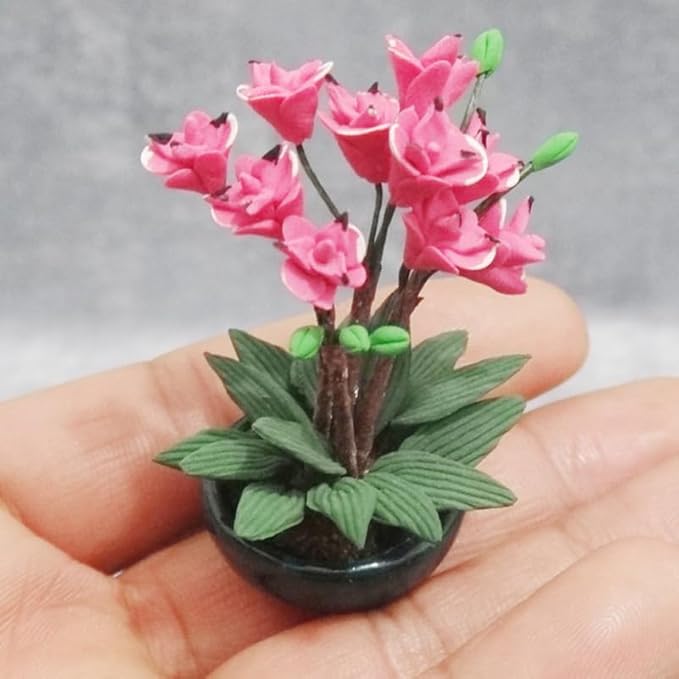 Toyvian Miniature Dollhouse Furniture Simulation Pot Plant Decoration 2.75 Inch Tiny Potted Plant for Dollhouse Accessories and Mini Scene Layout
