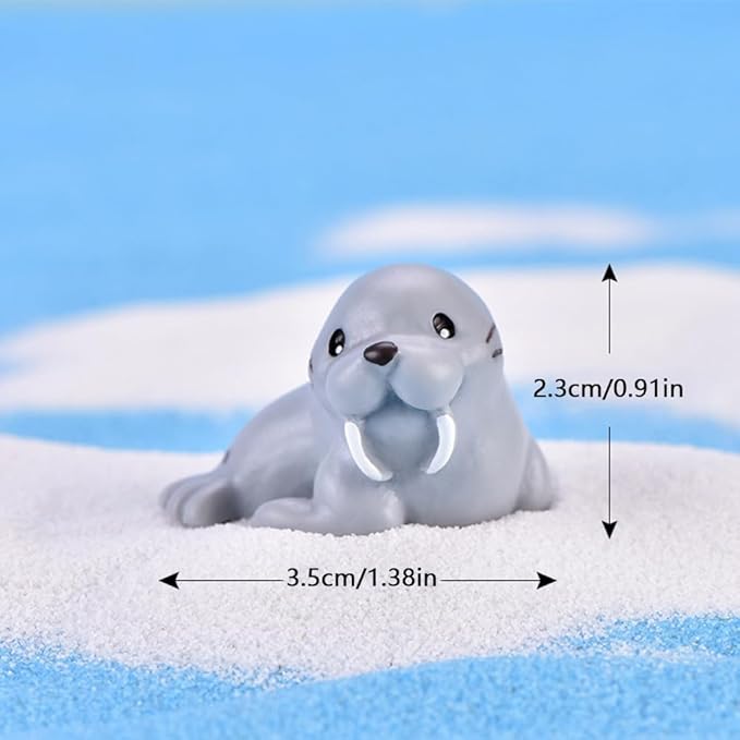 50PCS Mini Ocean Animals Figurines Ornaments Resin Sea Animal Tiny Resin Figurines for Fish Tank Decorations Birthday Party Favor Garden Accessories Gift (Walrus)