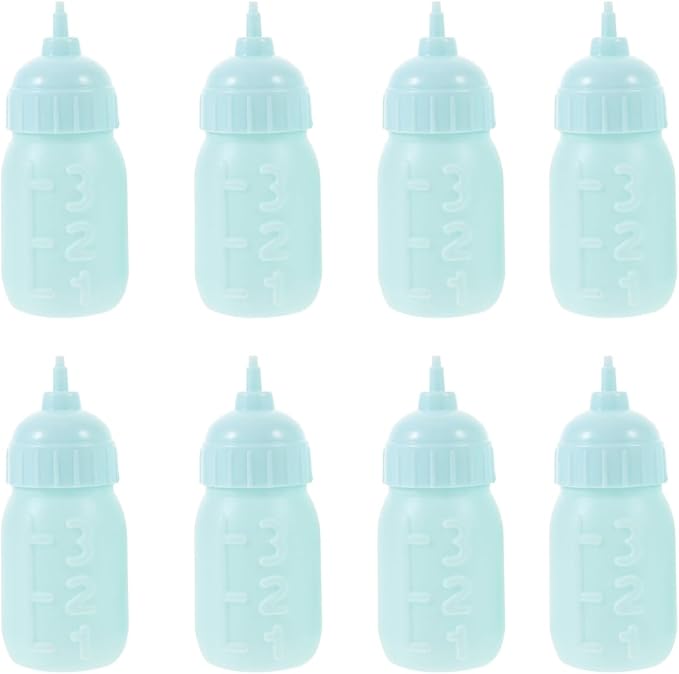 Garneck 10Pcs Miniature Doll Milk Bottles Realistic Doll Accessories for Pretend Play Juice Milk Bottles for Dollhouse Games Bright Color Tableware for Boy Girl