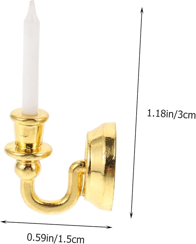 TOYANDONA 1 Pair Dollhouse Wall Light Doll House Dolls Candle Decor Home Decorations Miniature Candle Accessories Household Doll House Furniture Dolls for Dollhouse Golden Ferroalloy