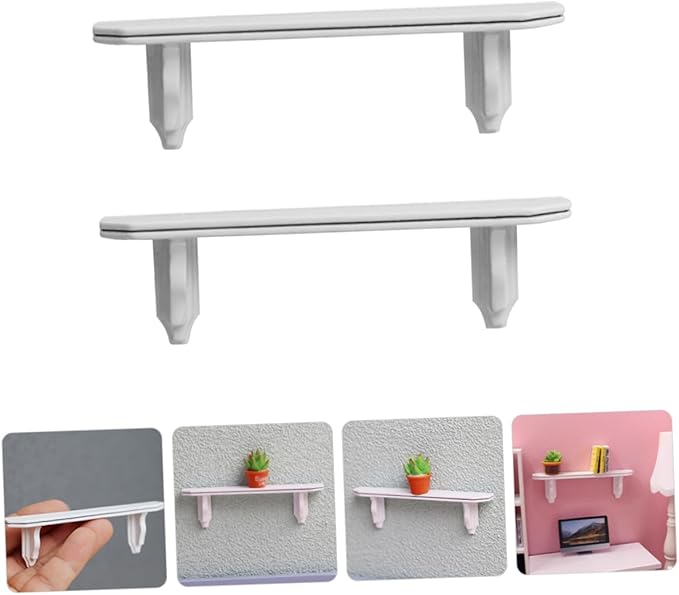 Doll House Wall Shelf Set Miniature Storage Shelves 1:12 Scale Miniature Furniture for Dollhouse