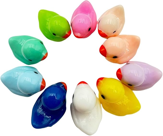 100pcs Mini Resin Duck,15 mm Dollhouse Décor for Aquarium Decor Micro Fairy Garden Landscape Hide,Seek Party Toys,Easter Basket Stuffer, Gift for All Ages (Nonluminous-Multicolour)