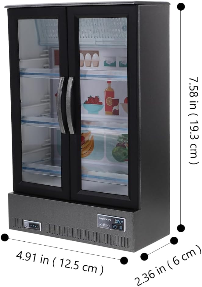 Zerodeko 1PC Dollhouse Refrigerator Model, Simulation Miniature Plastic Fridge, Portable Fridge Refrigerator Freezer Decor Accessories for Dollhouse