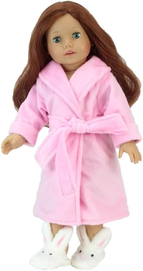 Sophia's Doll Bunny Slipper Shoes with Fluffy Rabbit Ears and Stitched Nose Accessory for 18" Dolls, White