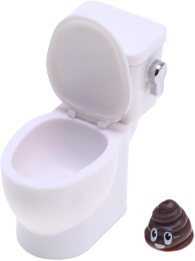 Gxsterd 1/12 Mini Toilet Toy Toilet with Flush Sound Dollhouse Miniature Toilet for Dollhouse Bathroom Accessories