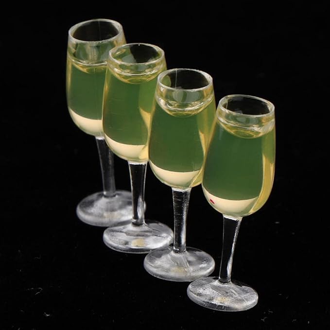 Simhoa Lot of 10 Miniature Wine Champagne Bottle Glass for Dollhouse 1:12