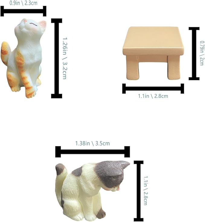 Cute Miniature Cat Figurines Assortment - Fairy Garden, Dollhouse & Plant Decor, Mini Model Set for Terrarium, DIY Crafts, Home Ornament and Display. (Sweet)