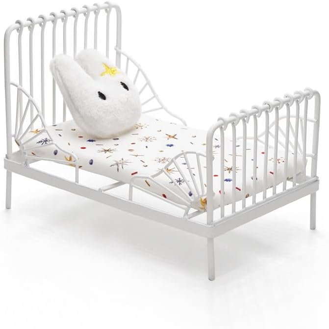 Odoria 1/12 Miniature Iron Bed Dollhouse Furniture Accessories, White