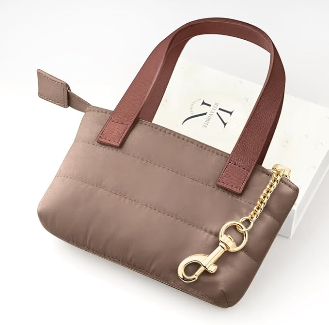 MyfavoriteK Cute Mini Tote Keychain Fancy Coin Pouch Charm Stylish Purse Key Chain for Women Novelty Puffer Handbbag Key Ring