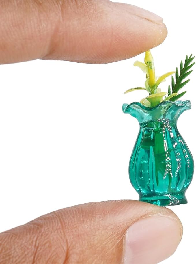 Odoria 1/12 Miniature Flower in Vase Dollhouse Decoration Accessories, 5Pcs