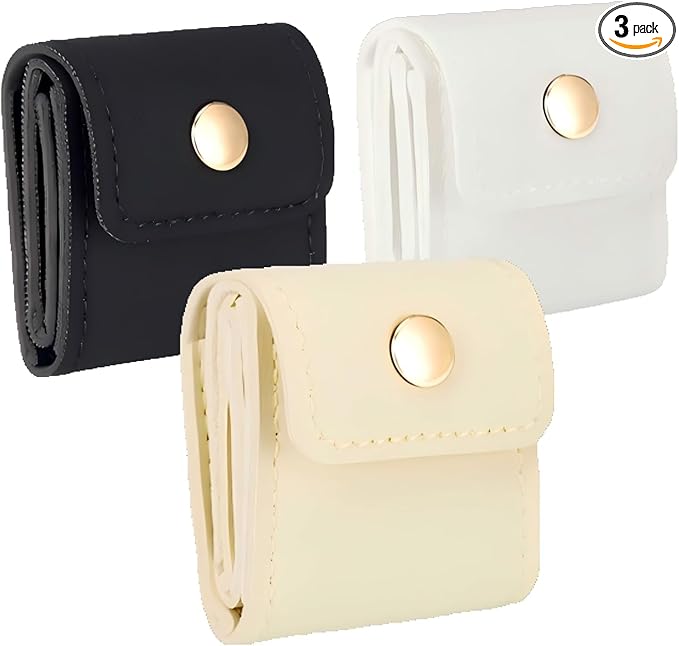 Leather Mini Travel Jewelry Bag, Portable Foldable Mini Travel Jewelry Roll Bag with Buckle, Small Jewelry Box for Travel Essentials, Earrings, Rings, Necklaces (3, MIX-D)