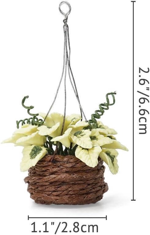 Odoria 1/12 Miniature Hanging Plants Mini Tiny Potted Plant Miniatures Dollhouse Decoration Accessories Doll House Accessory, 2Pcs Light Green
