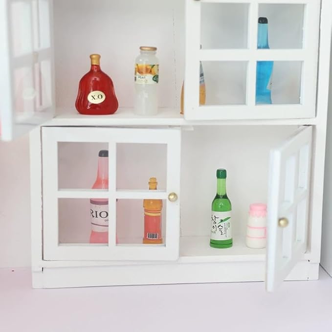 Dollhouse Decoration Accessories,1:12 Dollhouse Furniture Miniature Bookshelf Cabinet Living Room Pretend Toy