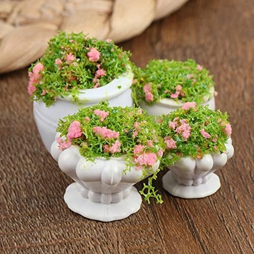 TBoxBo 4 Pcs Dollhouse Plant Bonsai Doll House Mini Potted Plant Artificial Tiny Mini Flowerpot Miniature Hanging Potted Plant Miniature Dollhouse Kit for 1:12 Dollhouse Decor Mini Garden